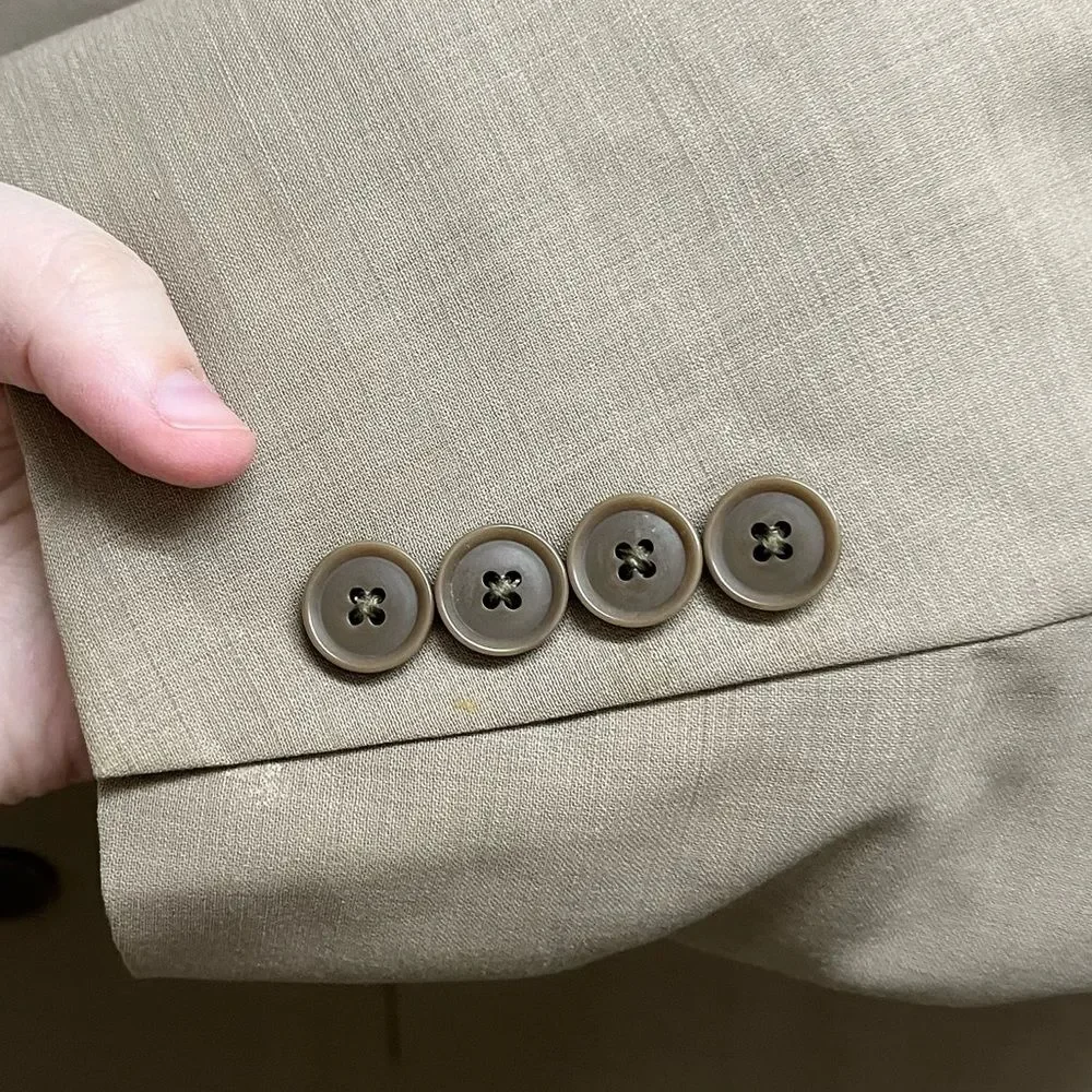 Oscar De La Renta Perfect Press 100% Wool Tan Blazer SZ 40R W34